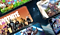An image of Galaxy phones all lines up next to each other, each with a differnet game on screen such as Fortnite.