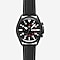 The face and strap of a black Galaxy Watch3 in front of a white background.