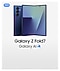 A product shot of Galaxy Z Flip7 with Galaxy AI logo.