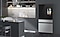 Samsung Bespoke 4-Door French Door Refrigerator with AI Family Hub™+ in a kitchen with gray cabinets