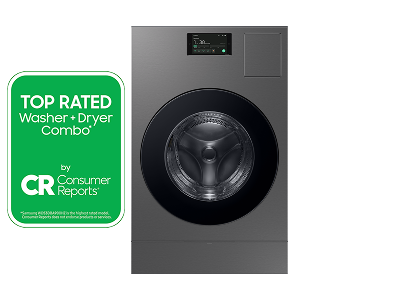 Samsung Bespoke AI Laundry Ventless Combo™ in Dark Steel with Consumer Reports Top Rated badge