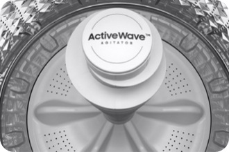 Inside Samsung top load washing machine with agitator