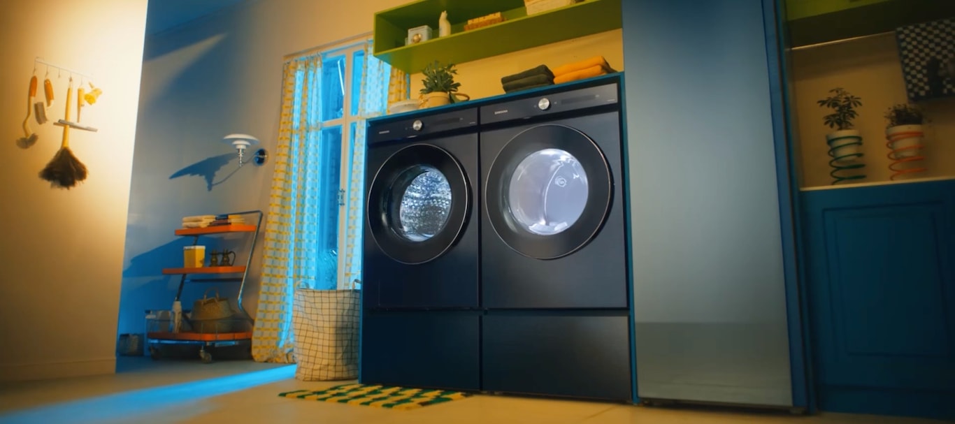 A Side-by-side Washer & Dryer Set in a Cleaning Corner of a Home