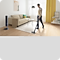 Woman with a Handheld Vacuum Cleaning Couch with a Corgi