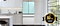 Samsung Bespoke 4-Door French Door Refrigerator in Morning Blue Glass and White Glass in a kitchen with white cabinets