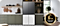 Samsung Bespoke 4-Door Flex™ Refrigerator in Charcoal Glass and White Glass in a kitchen with green cabinets