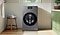 Stainless Steel Ventless Bespoke Washer Dryer Combo in a Laundry Room