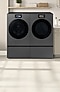 Bespoke Side-by-Side Washer Dryer on Pedestal in Dark Steel