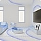 Music Frame and TV with graphic of sound covering entire room