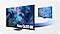 A product shot of an older TV being switched for a  Neo QLED 8K TV.