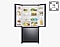 Fully stocked compact capacity refrigerator with doors open