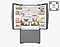 Fully stocked large capacity refrigerator with doors open