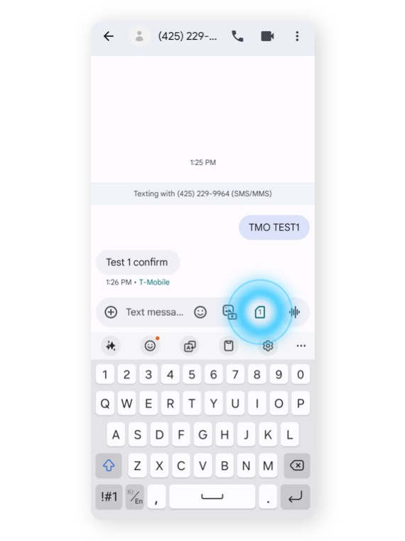 Select SIM icon in chat box