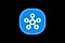 Icono de la aplicación Samsung SmartThings, fondo azul con una estructura blanca similar a una red.
