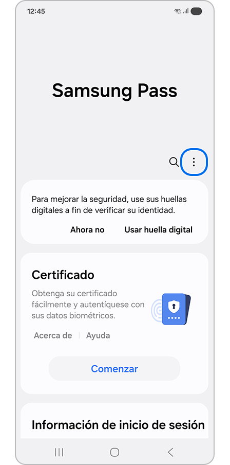 Tocar el ícono Más opciones