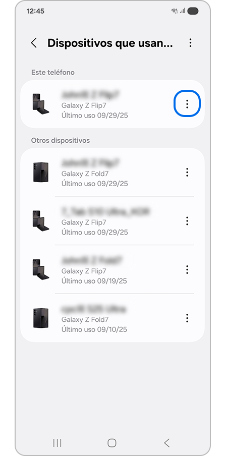 Tocar Más opciones del dispositivo conectado
