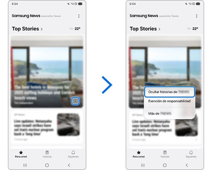Activar Ocultar historias