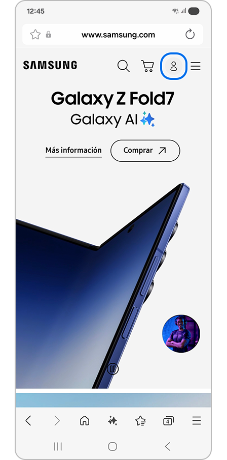 Tocar el ícono de la cuenta