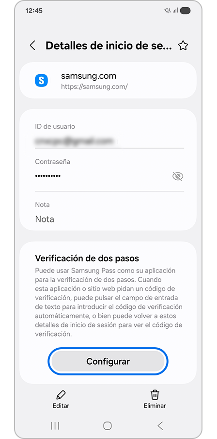 Pulsar el botón Configurar