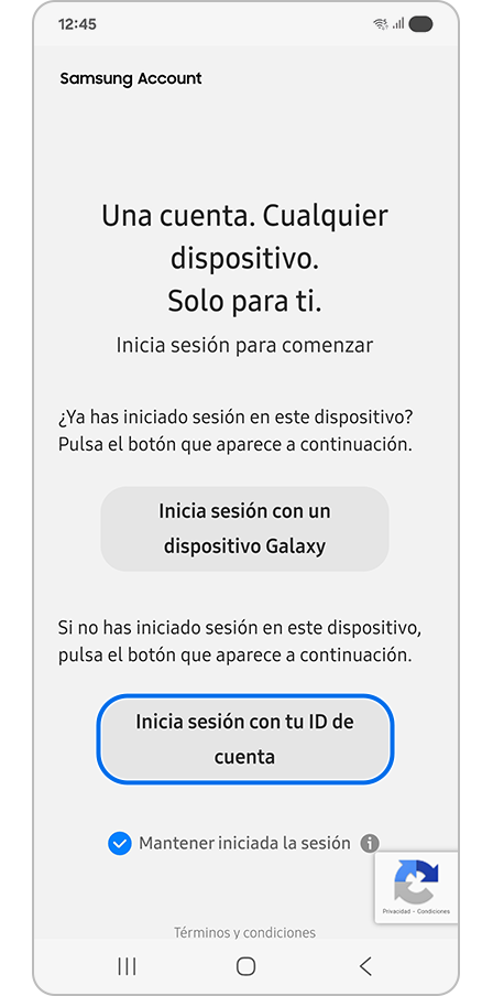 Tocar Inicia sesión con tu ID de cuenta