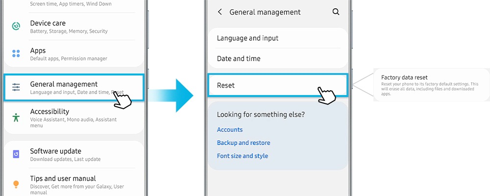 How to factory reset the device