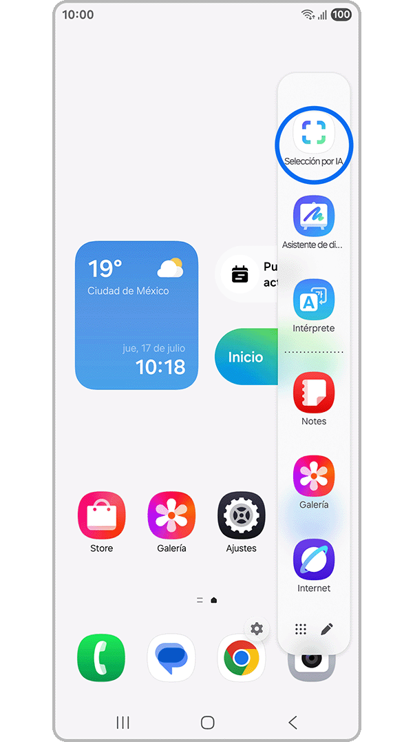Seleccionar desde el panel Edge