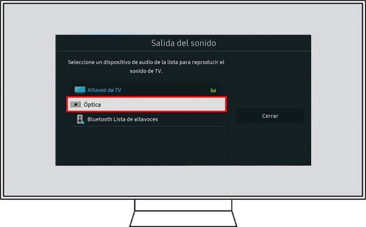 Select Audio Output Optical