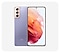 Galaxy S21 Plus 5G in Phantom Violet seen from the rear, in front of Galaxy S21 5G in Phantom Pink seen from the front.