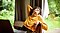 Woman relaxing at home looking out of window