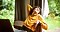 Woman relaxing at home looking out of window