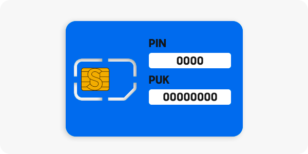 Пример пластикового держателя SIM-карты с PIN- и PUK-кодом