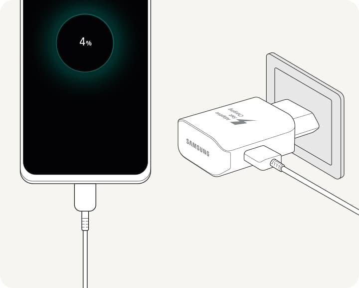 Кабель зарядки подключен к смартфону и в розетку