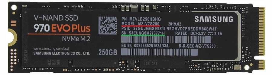 Заводская табличка на SSD M.2