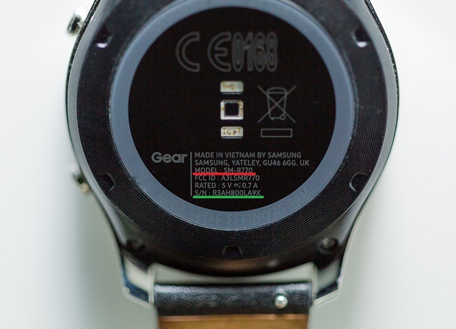 Заводская табличка на Galaxy Watch