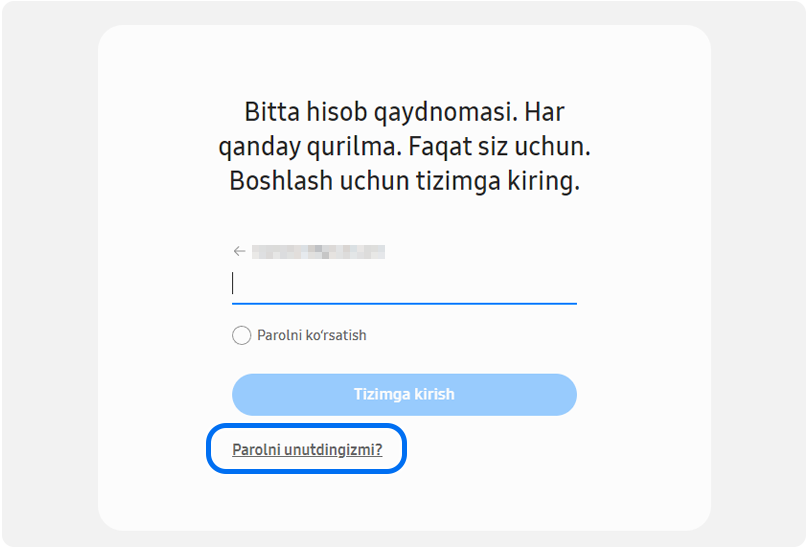 "Parolni unutdingizmi?" ga bosing