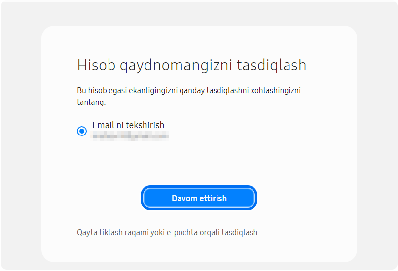 "Davom Etish" tugmasini Bosing