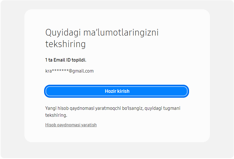 Akkauntni tanlang va"Kirish" tugmasini bosing