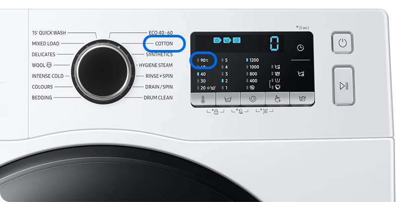 "Paxta" 90°C rejimida yuvishni ishga tushiring