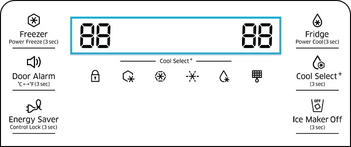 8888 display on french door model