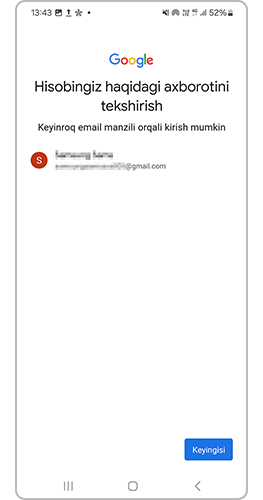 Keyingi tugmasini bosing.