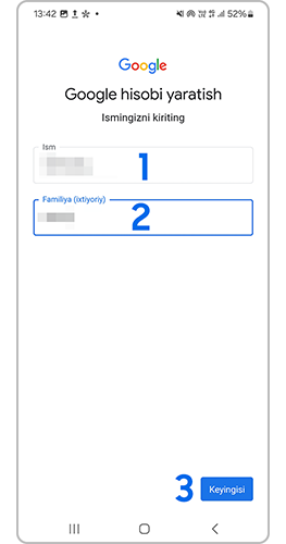 ism va familiyani to'ldiring