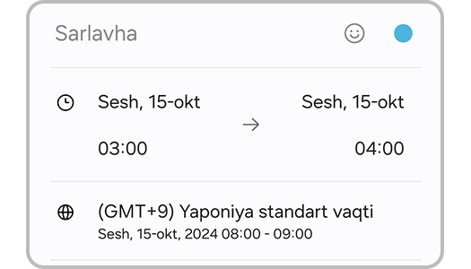 Tadbir vaqt mintaqasini o‘rnatish
