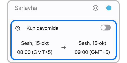Tadbir vaqtini tanlash