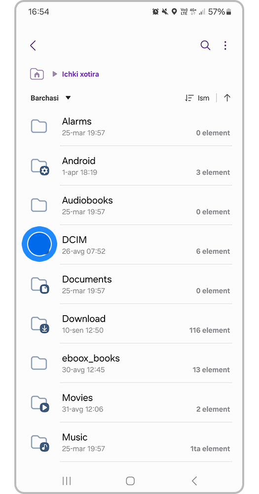 Papkani bosib, bir necha soniya ushlab turing.