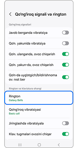 "Qo'ng'iroq musiqasi" ni tanlang.