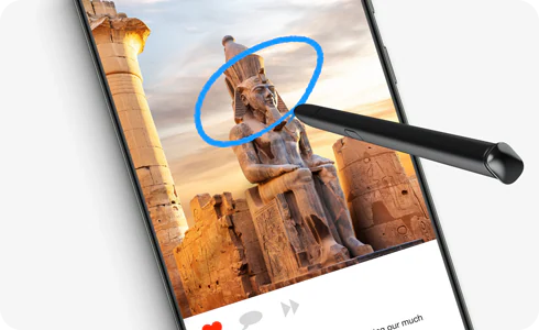 "Izlash doirasi" funksiyasi yordamida tasvirni belgilab olish uchun Galaxy S Pen dan foydalanish.