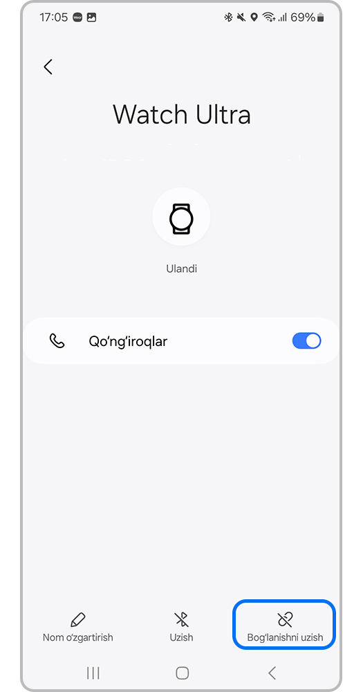 Smartfon ekrani, Bluetooth qurilmasiga o'ting va uzing