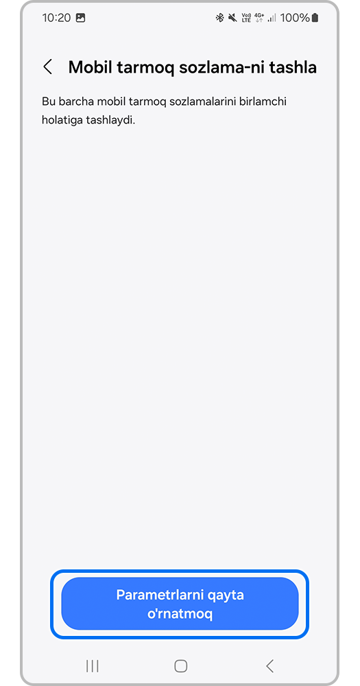Smartfon ekrani, bosing qayta o'rnatish.