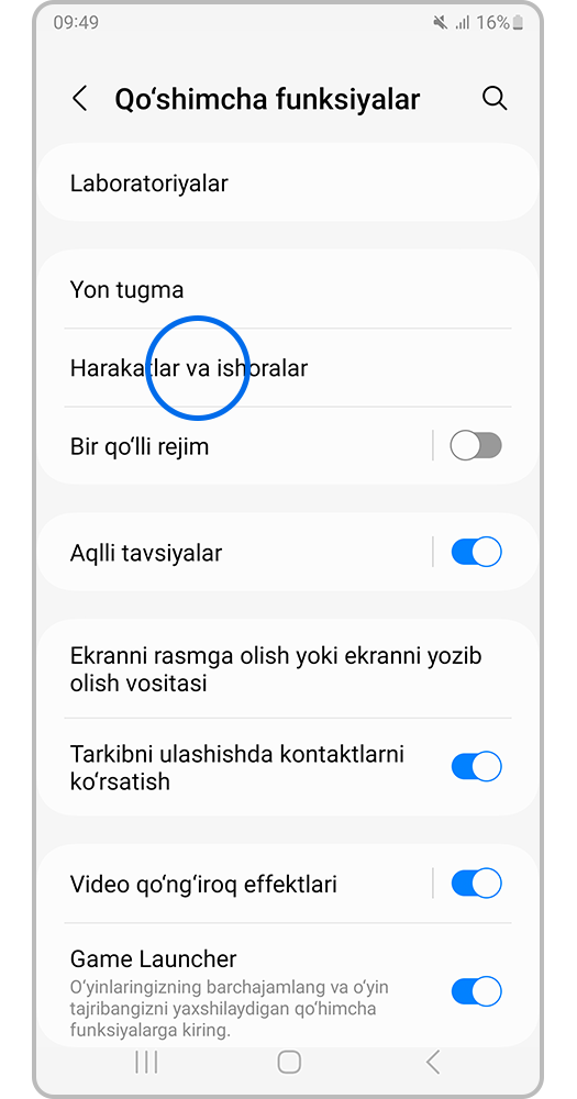Harakatlar va ishoralarni bosing