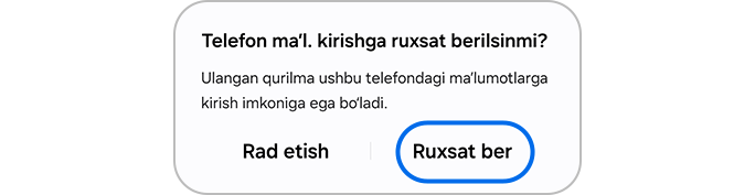 Telefon maʼlumotlariga kirish uchun Ruxsat berish tugmasini bosish